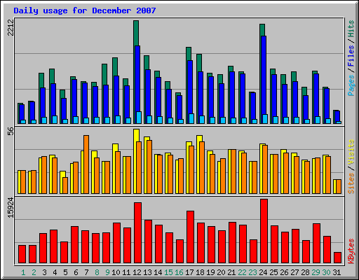 Daily usage for December 2007