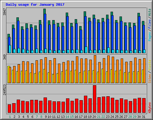 Daily usage for January 2017