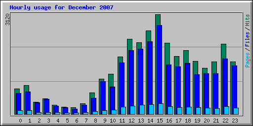 Hourly usage for December 2007