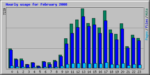 Hourly usage for February 2008
