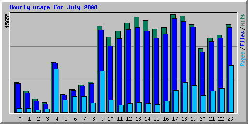 Hourly usage for July 2008